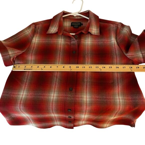 Pendleton Women’s Red Plaid Multicolor Short Sleeve Button Down Shirt Sz M - Picture 4 of 7